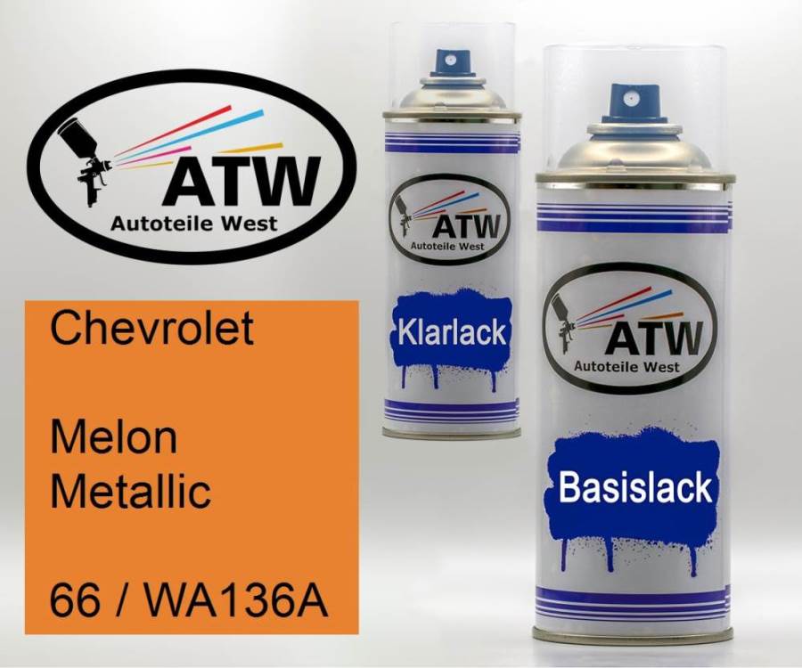 Chevrolet, Melon Metallic, 66 / WA136A: 400ml Sprühdose + 400ml Klarlack - Set, von ATW Autoteile West.